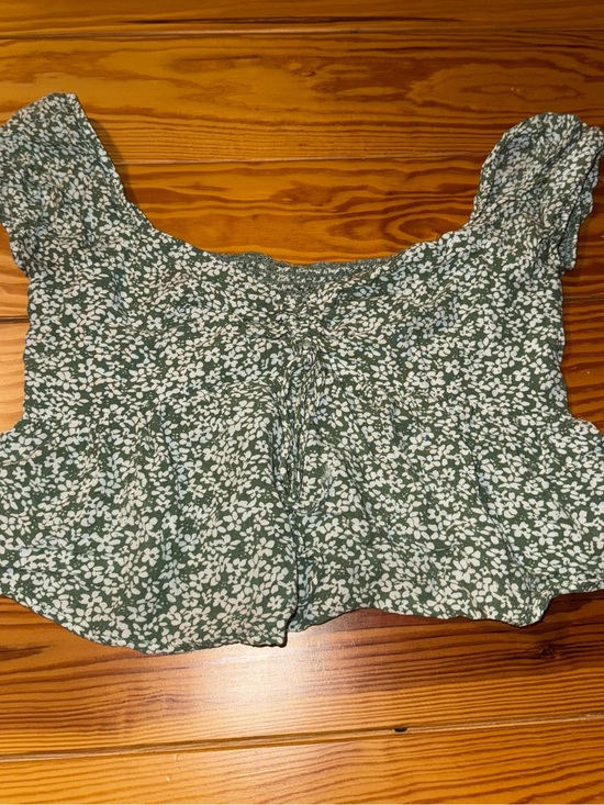 PacSun Tops - PacSun Green Floral Square-Neck Crop Top